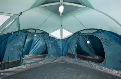 a blue tent with the inside of it at Camping tipo eco-confort Refugio Lancaster in Urrao