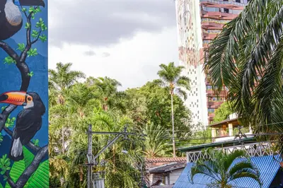 a collage of images of a city with palm trees at Apartment Carrera 301 in Medellín
