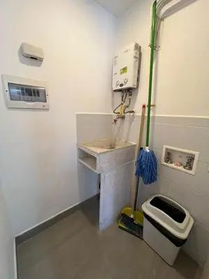 a bathroom with a sink and a toilet at Apartaestudio en el poblado cerca a Povenza 241 in Medellín