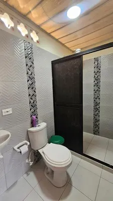 a bathroom with a toilet and a sink at Hospedaje Santa Teresita in Concepción