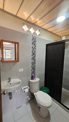 a bathroom with a toilet and a sink at Hospedaje Santa Teresita in Concepción