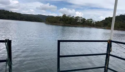 a view of a river from the front of a boat at El Ismael de Jaguas in San Rafael