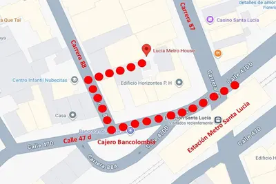 a map of the cedar barrackos in cork city at Lucia Metro House in Medellín