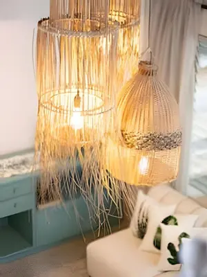 a chandelier in a living room with a couch at Chill-Out | Jacuzzi todo el año | Unicentro 5 minu in Medellín