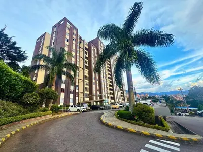 a palm tree on a street in front of a building at 3BR Family & Corporate Friendly El Poblado in Medellín