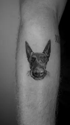 a dog head tattoo on the arm of a man at Kintin Tattoo Hostel in Jardin