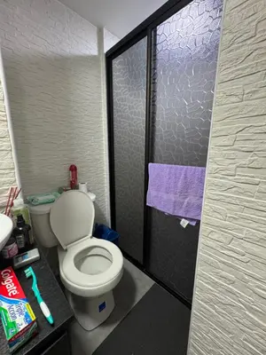 a bathroom with a toilet and a shower stall at Apartamento alto de palmas 1 in Medellín