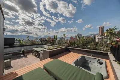 a view from the roof of a house at The Somos Loho Hotel in Medellín