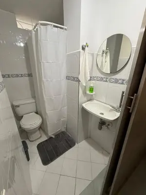 a bathroom with a toilet and a sink and a mirror at Cómodo Family Laureles-Estadio 4BR cerca la 70 maximo 10 personas in Medellín