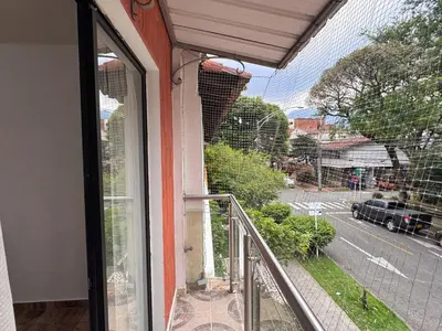 a balcony with a view of a street at Apartamento en Belen cerca a Laureles, wifi, Balcon y Patio in Medellín