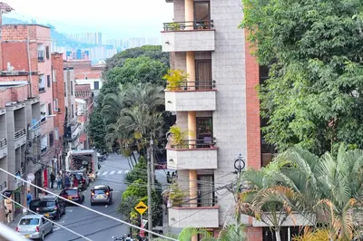 a view of a city street with cars and buildings at Dazzling Apartment con Aire acondicionado in Envigado