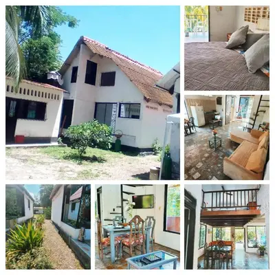 a group of four pictures of a house at cabaña in Honda