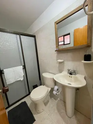 a bathroom with a toilet and a sink at Apartaestudio 304 in Medellín