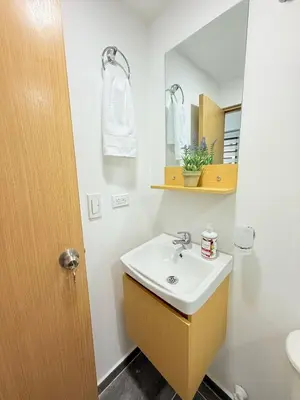 a bathroom with a sink and a mirror at Casa Bendita 201 Espectacular in Medellín