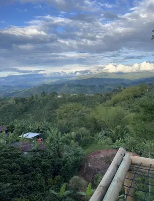 a view of a valley with mountains and trees at Glamping Resort Jonico Finca in Chinchiná