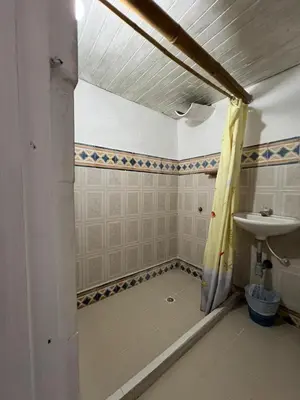 a bathroom with a shower and a sink at Famihotel Asturias in Hispania