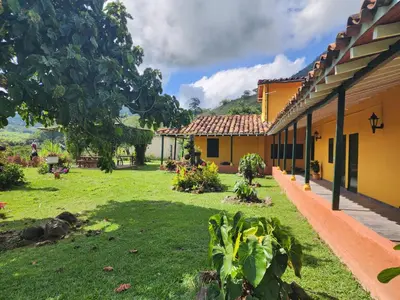 a view of the courtyard of a house at Finca la India Cerro Tusa in Tarso