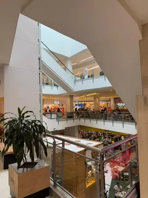 a view of a shopping mall with a potted plant at Aparta estudio 103 - Casa bendita in Medellín