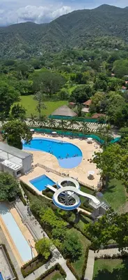 an aerial view of a resort with a pool at Beautiful Santa Fe de Antioquia DiSole apartment in Santa Fe de Antioquia