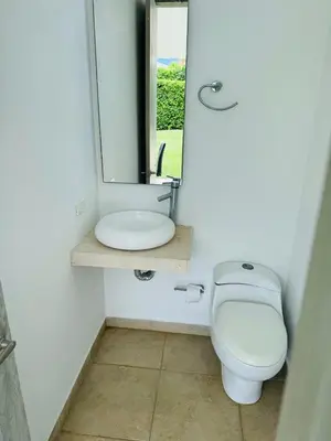 a bathroom with a toilet and a sink and a mirror at Finca de lujo con picsina en San Jerónimo Antioquia in San Jerónimo