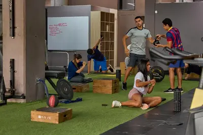 a group of people working out in a gym at Inviting Stadio Suite Rosa Negra in Medellín