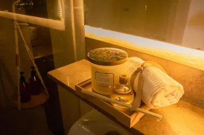a coffee maker sitting on top of a bathroom sink at Casa Samai Embera in Rionegro