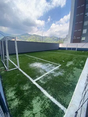 a soccer field with a net on a building at comodo y acogedor apartamento in Sabaneta