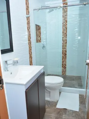 a bathroom with a sink and a toilet and a shower at Hummingbird in Chinchiná