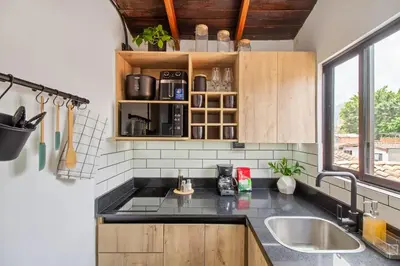a kitchen with a sink and a counter at Studio30 A, Belen, Los Molinos in Medellín