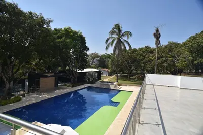 a swimming pool on the roof of a house at Finca Dubai in San Jerónimo