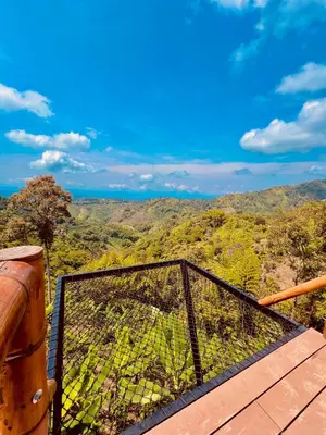 a viewing deck with a view of the mountains at Glamping La Nonita tipo cabaña Luxury in Manizales