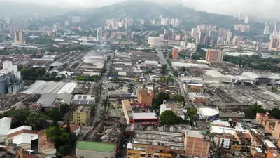 an aerial view of a city with buildings at Apartamento Loft con vista unica in Itagüí
