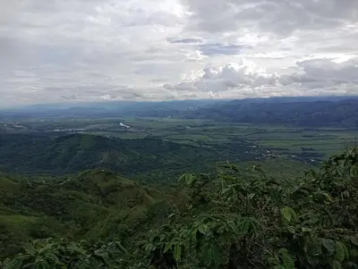 a view of a valley from the top of a mountain at Cabaña Villa Lucía in El Madroño