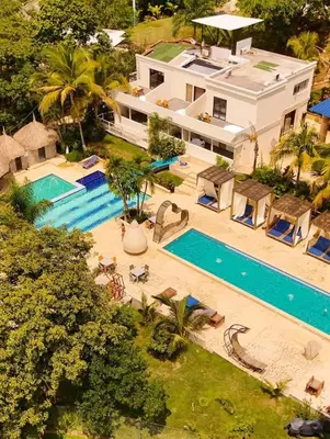 an aerial view of a house with a swimming pool at Sky Natural Museum in Santa Fe de Antioquia