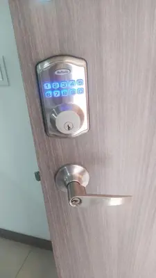 a close up of a door with a lock at Central apartamento en la Estrella in La Estrella