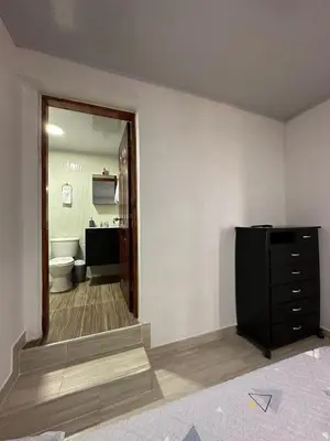 a bathroom with a mirror and a sink and a toilet at Apartaestudios Santa Ana in Ruiosucio