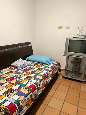 a bedroom with a bed and a tv at Cabaña ciudadela premium San Jerónimo in San Jerónimo