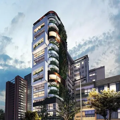 a tall building with plants on the side of it at Edificio Aiana Verde by Host Medellin in Medellín