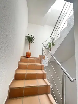 a stairway with a potted plant on it at Laureles The NBHD apartments in Medellín
