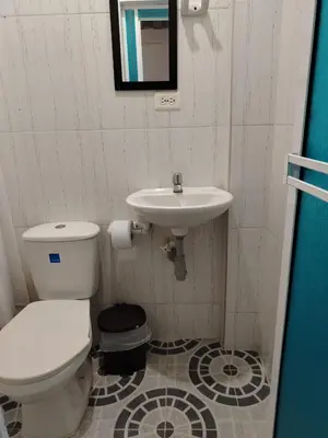 a bathroom with a toilet and a sink at Apartamento por noches en Doradal in Las Mercedes