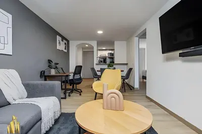 a living room with a couch and a table at Ankara 302 - Clean Comfy Loft Trendy in Provenza in El Poblado