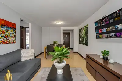 a living room with a couch and a table at Ankara 401 - Modern and comfort Apt in Provenza in El Poblado
