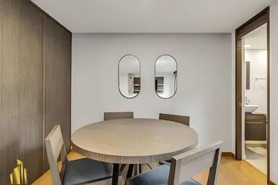 a dining room with a table and chairs at Ankara 402 - Private bright apt/ Provenza in El Poblado