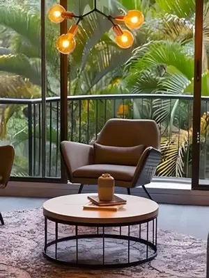 a living room with a chair and a coffee table at Condado 204 - Eco Apt/Natural Atmosphere in El Poblado
