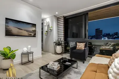 a living room with a couch and a table at Energy 1603 - Modern Design & Prime Location/ AC in El Poblado