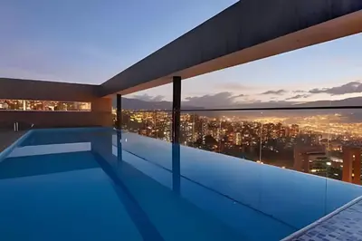 a view of the city from the roof of a building at Energy 403 - Prestigious Urban Oasis / Pool in El Poblado