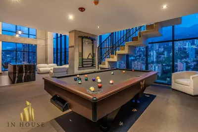 a billiard room with a pool table in a house at Morph 502 - Bright & Spacious, Poblado/BBQ/Jacuzzi in El Poblado