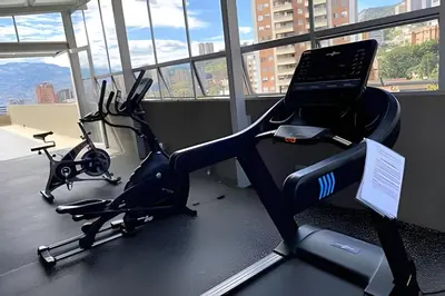 a gym with two exercise bikes in a room at Provenza Life 501 - Apt in the heart of Provenza in El Poblado