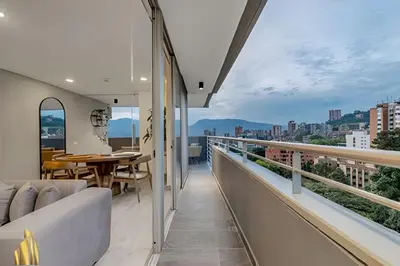 an apartment balcony with a view of a city at Provenza Life 903 - Modern/cozy living in Provenza in El Poblado
