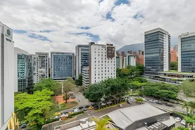 an aerial view of a city with tall buildings at Torre 6 Sur - Trendy Loft: Balcony, AC / Poblado in El Poblado